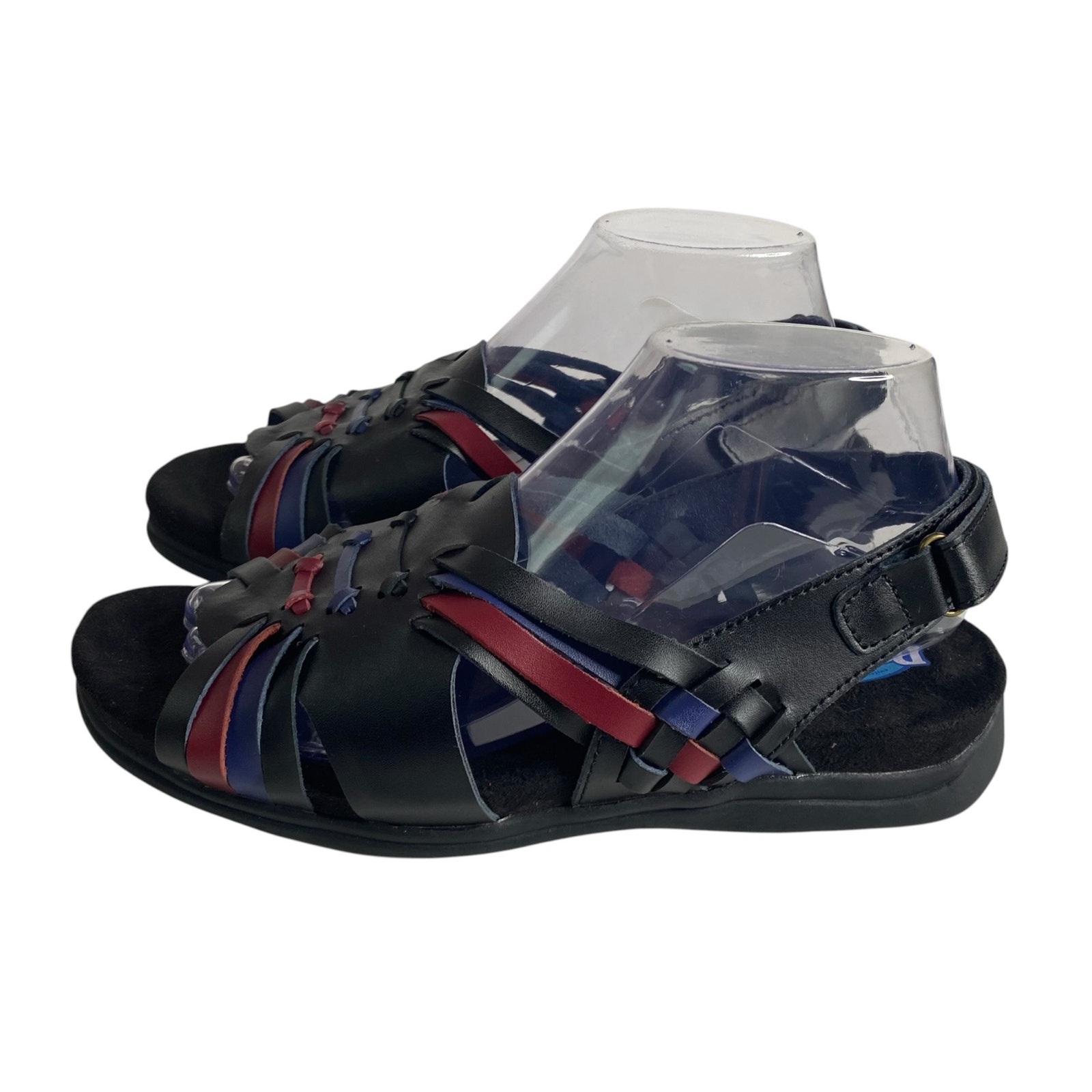 Boho Woven Leather Fisherman Sandals Multicolor Strappy Slingback Peep Toe Sz 9 — image 5 of 8